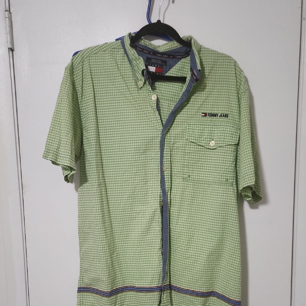 Tommy Jeans Green Plaid Button-Up
